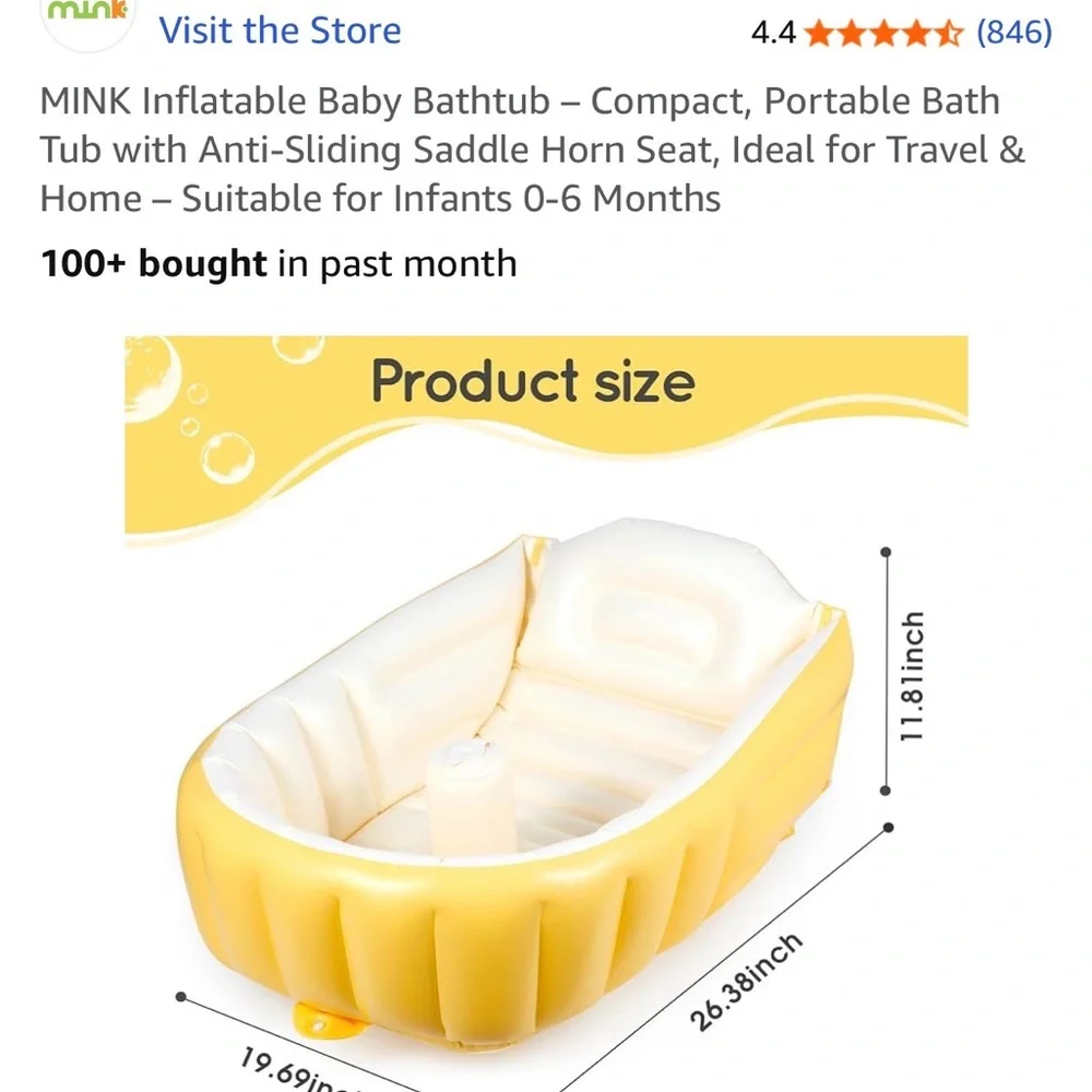 MINK Inflatable Baby Bathtub in Cream and Orange